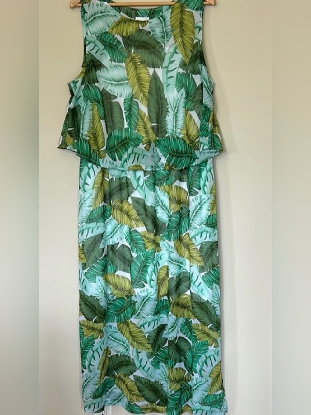 J Jill Tropical Leaf Print Maxi Dress - Green 2x